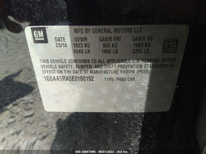 2014 CADILLAC ATS STANDARD RWD - 1G6AA5RA5E0180192