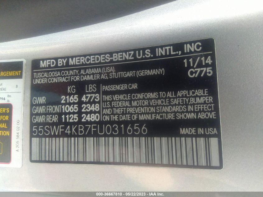 2015 MERCEDES-BENZ C-CLASS C 300 - 55SWF4KB7FU031656