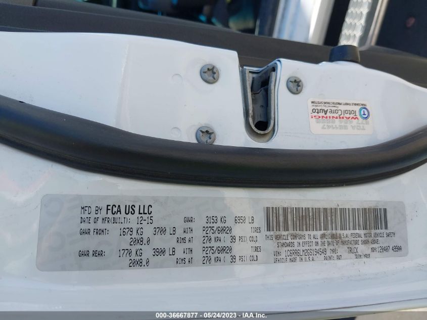 2016 RAM 1500 BIG HORN - 1C6RR6LM2GS194549