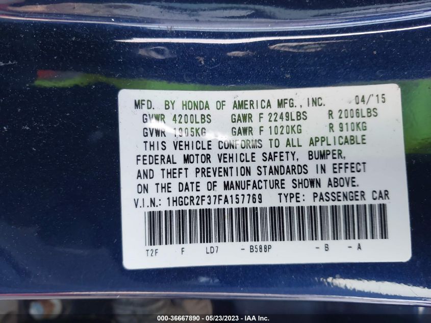 2015 HONDA ACCORD SEDAN LX - 1HGCR2F37FA157769