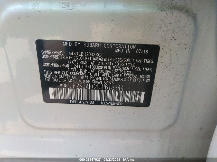 2018 SUBARU FORESTER PREMIUM - JF2SJAEC4JH618344