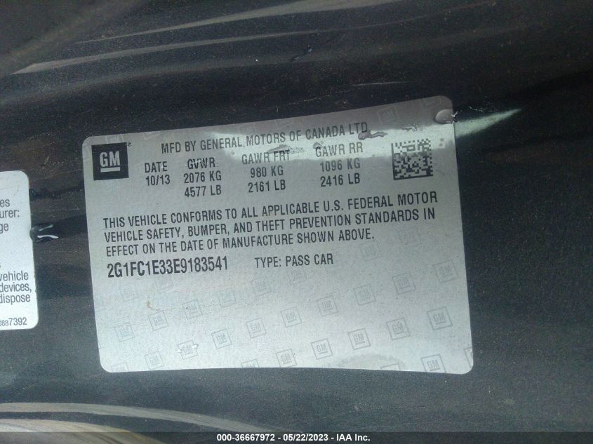 2014 CHEVROLET CAMARO LT - 2G1FC1E33E9183541