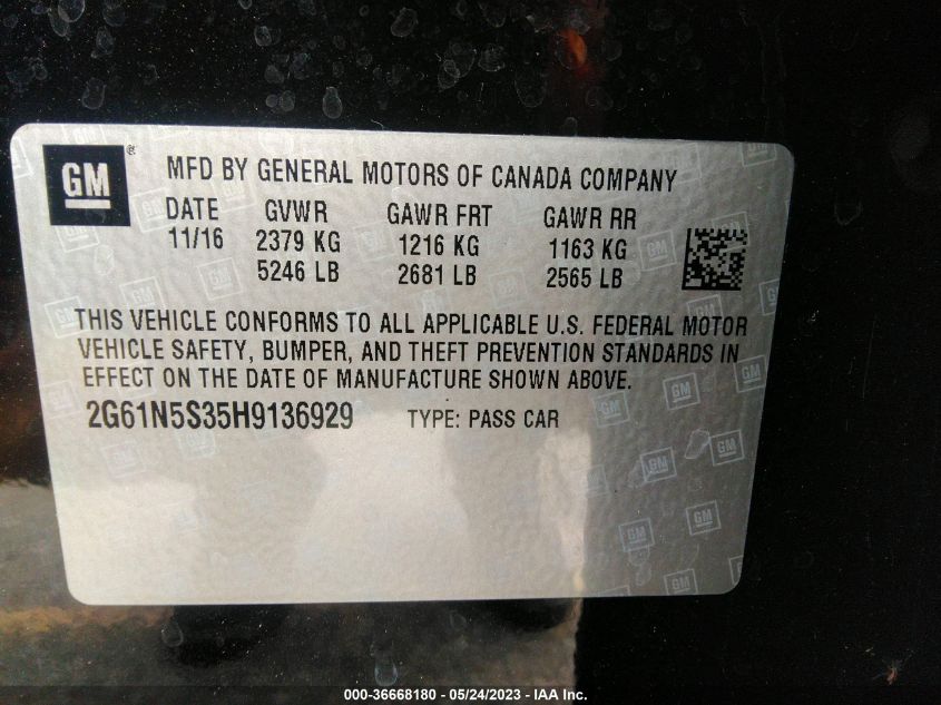2017 CADILLAC XTS LUXURY - 2G61N5S35H9136929