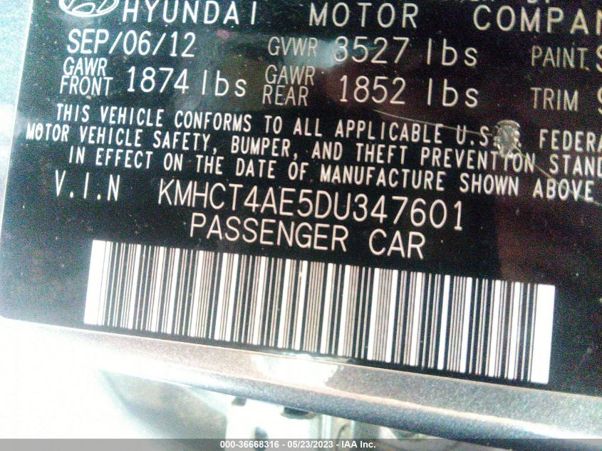 2013 HYUNDAI ACCENT GLS - KMHCT4AE5DU347601