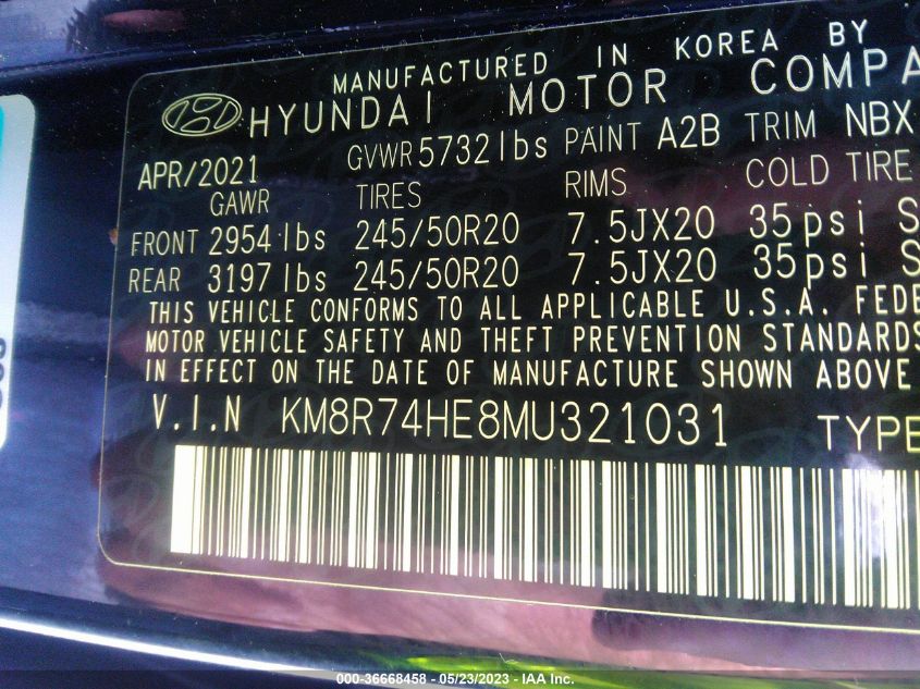 2021 HYUNDAI PALISADE CALLIGRAPHY - KM8R74HE8MU321031