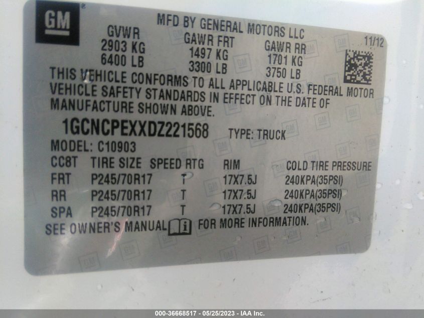 2013 CHEVROLET SILVERADO 1500 WORK TRUCK - 1GCNCPEXXDZ221568