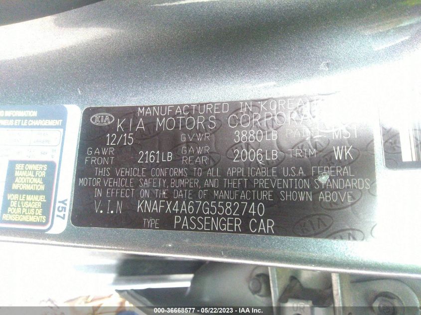 2016 KIA FORTE LX - KNAFX4A67G5582740