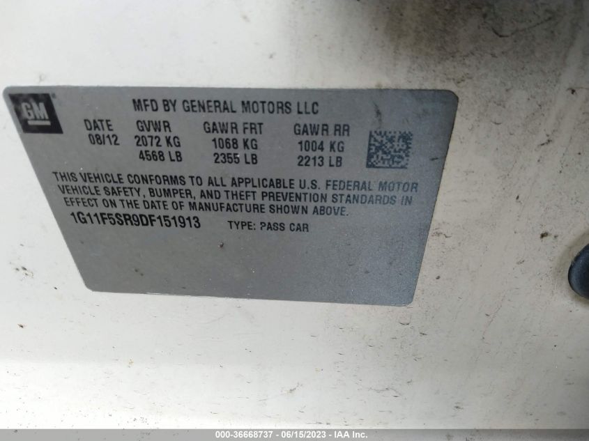 2013 CHEVROLET MALIBU ECO - 1G11F5SR9DF151913