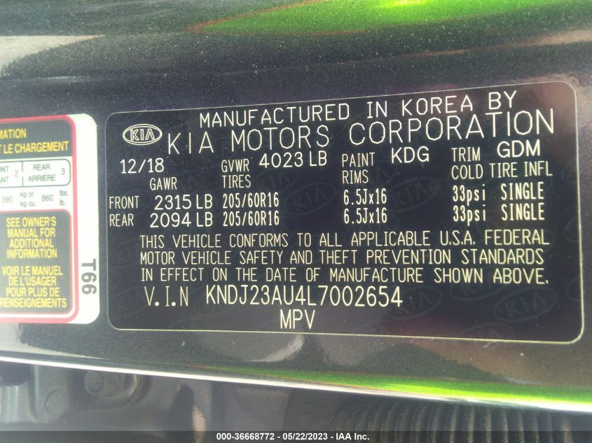2020 KIA SOUL LX - KNDJ23AU4L7002654
