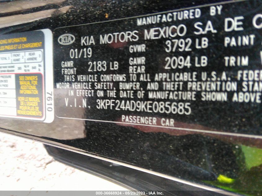 2019 KIA FORTE LXS - 3KPF24AD9KE085685