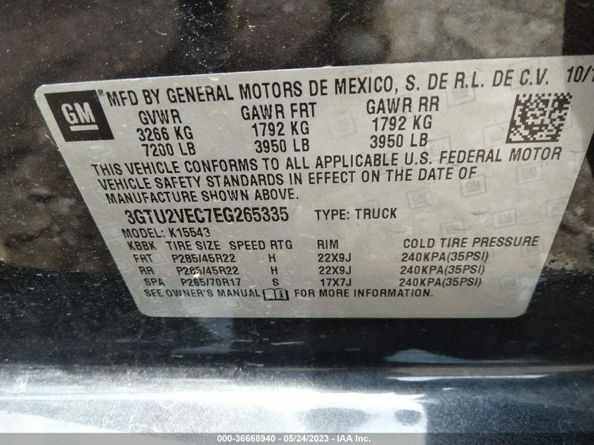 2014 GMC SIERRA 1500 SLT - 3GTU2VEC7EG265335
