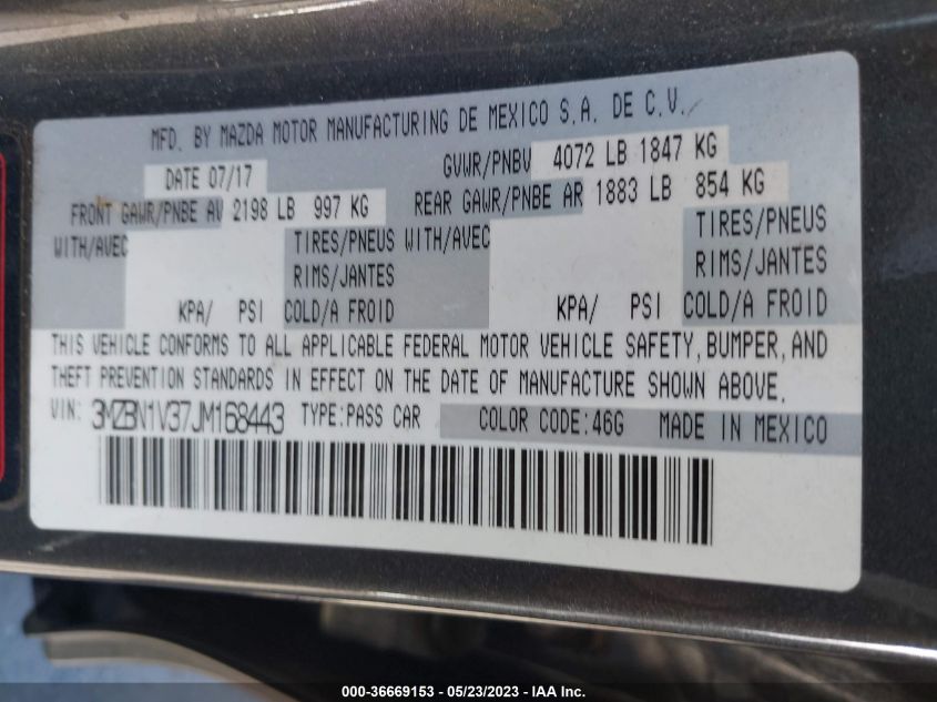 2018 MAZDA MAZDA3 4-DOOR TOURING - 3MZBN1V37JM168443