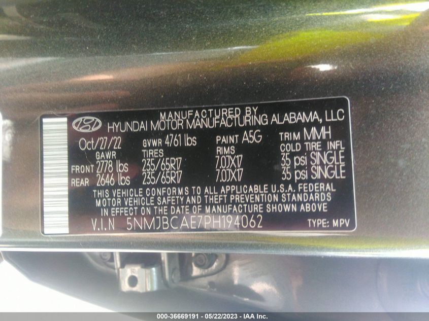 2023 HYUNDAI TUCSON SEL - 5NMJBCAE7PH194062