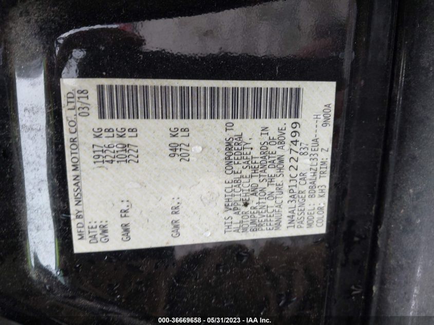 2018 NISSAN ALTIMA 2.5 SR - 1N4AL3AP1JC227499