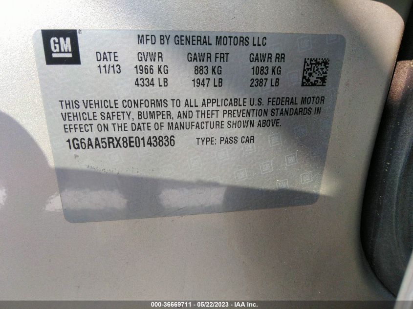 2014 CADILLAC ATS STANDARD RWD - 1G6AA5RX8E0143836