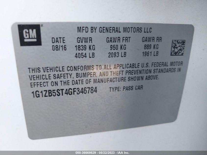 2016 CHEVROLET MALIBU LS - 1G1ZB5ST4GF346784