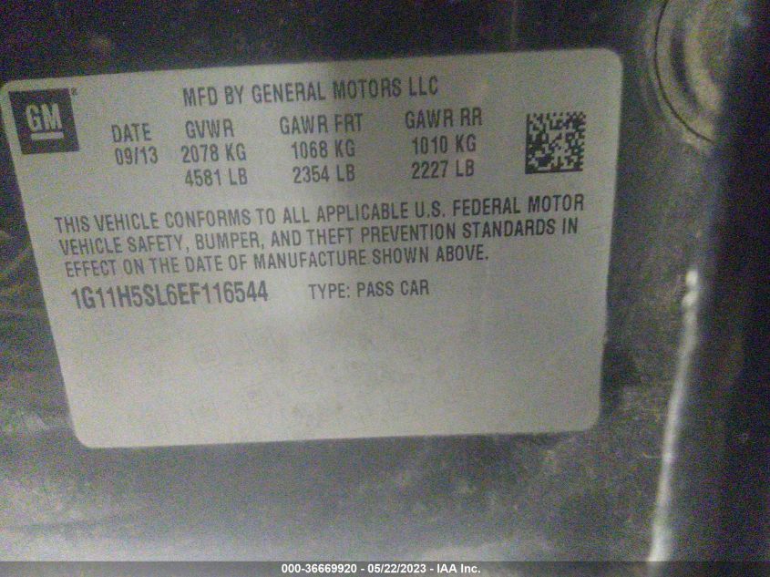 2014 CHEVROLET MALIBU LTZ - 1G11H5SL6EF116544