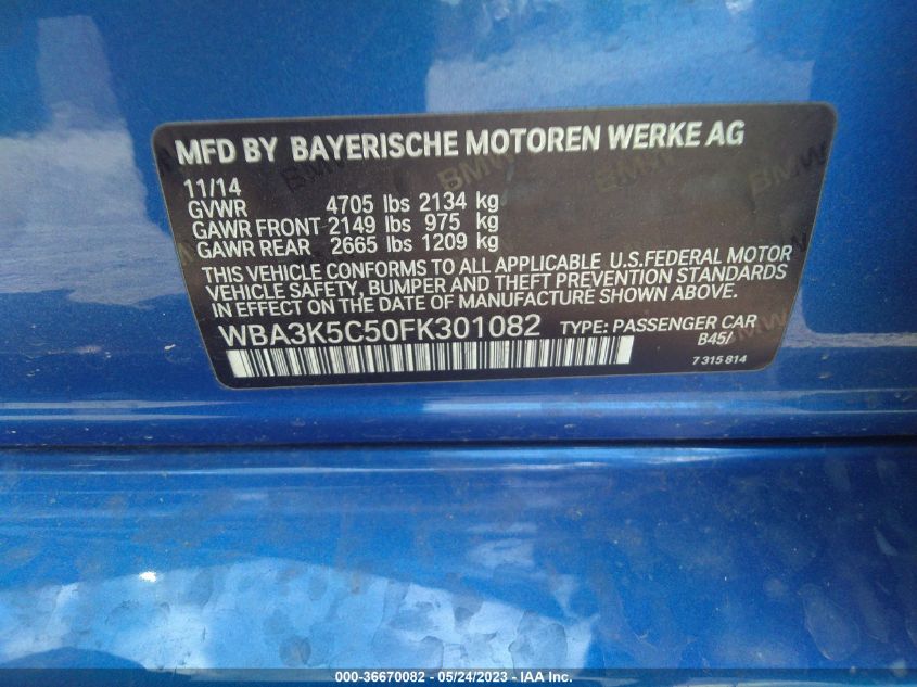 2015 BMW 3 SERIES 328D XDRIVE - WBA3K5C50FK301082
