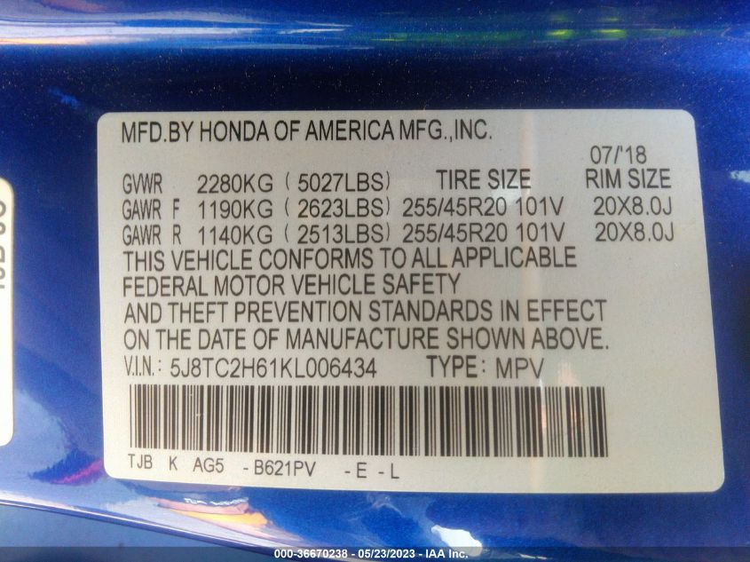 2019 ACURA RDX W/A-SPEC PKG - 5J8TC2H61KL006434