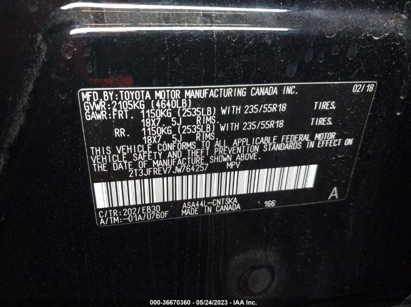 2018 TOYOTA RAV4 SE - 2T3JFREV7JW764257