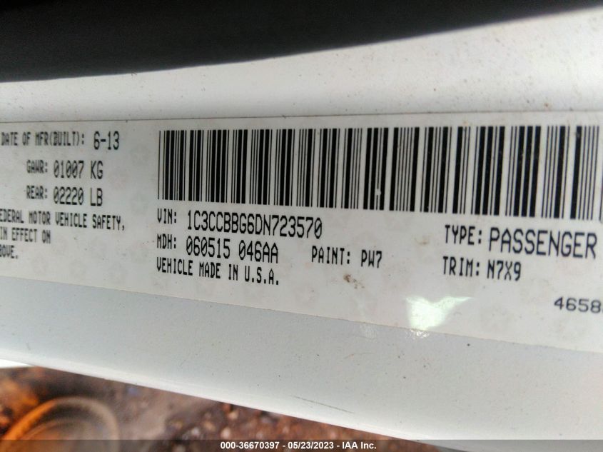 2013 CHRYSLER 200 TOURING - 1C3CCBBG6DN723570