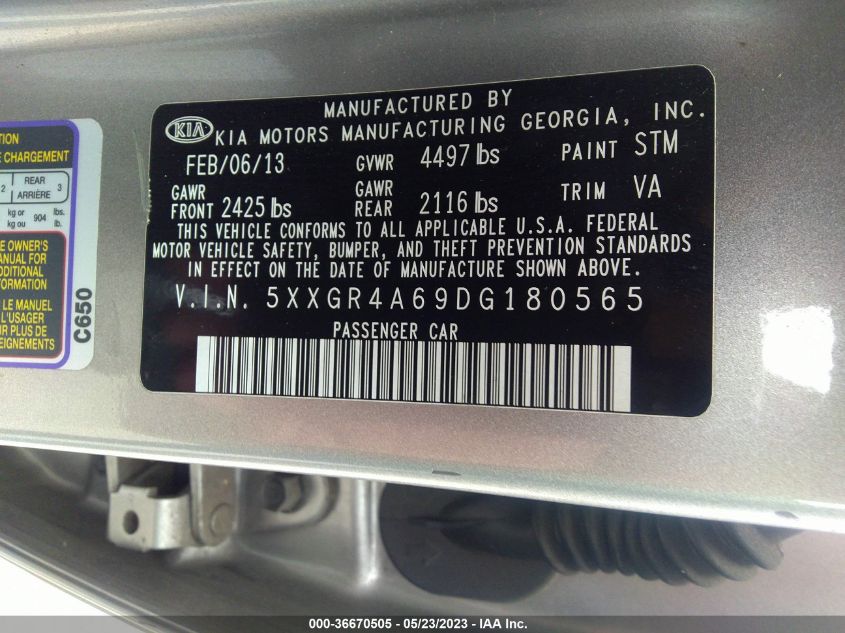 2013 KIA OPTIMA SX - 5XXGR4A69DG180565