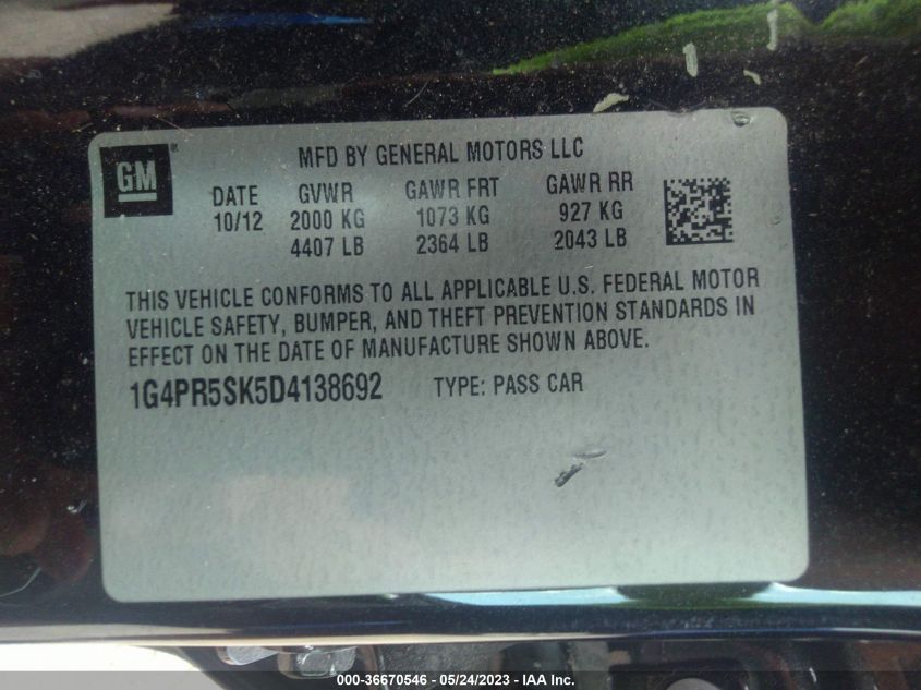 2013 BUICK VERANO CONVENIENCE GROUP - 1G4PR5SK5D4138692