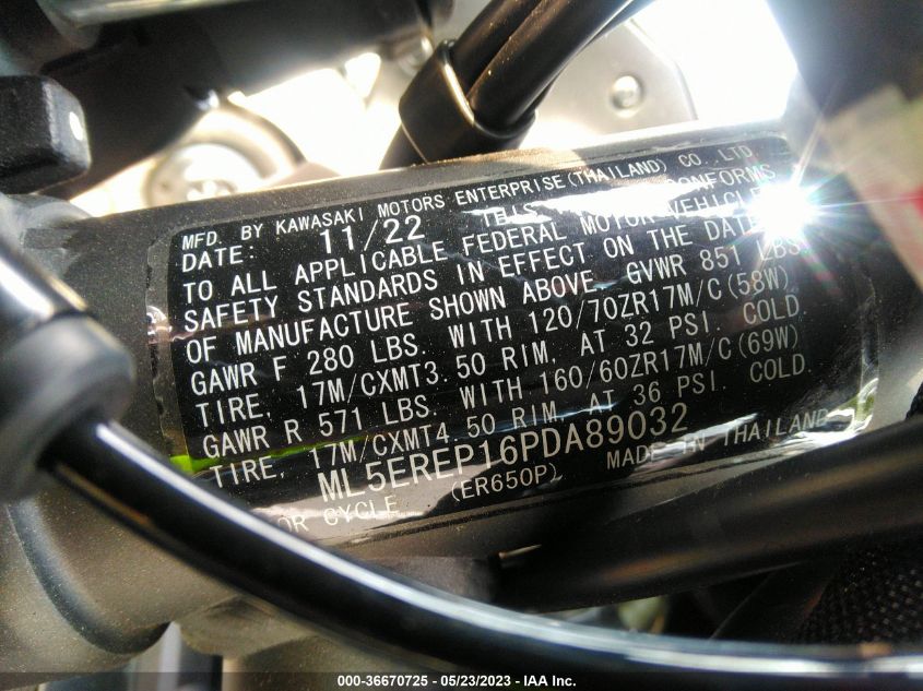2023 KAWASAKI ER650 P ML5EREP16PDA89032