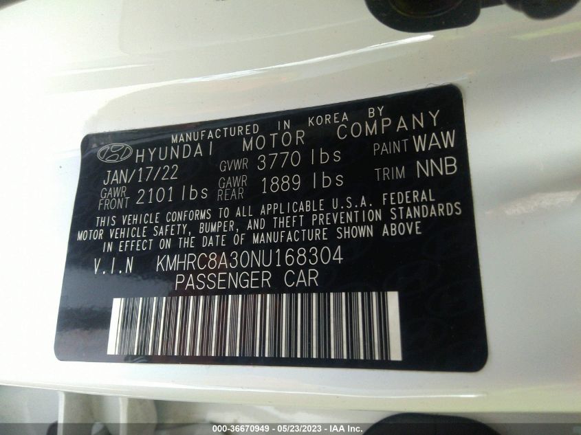 2022 HYUNDAI VENUE SEL - KMHRC8A30NU168304