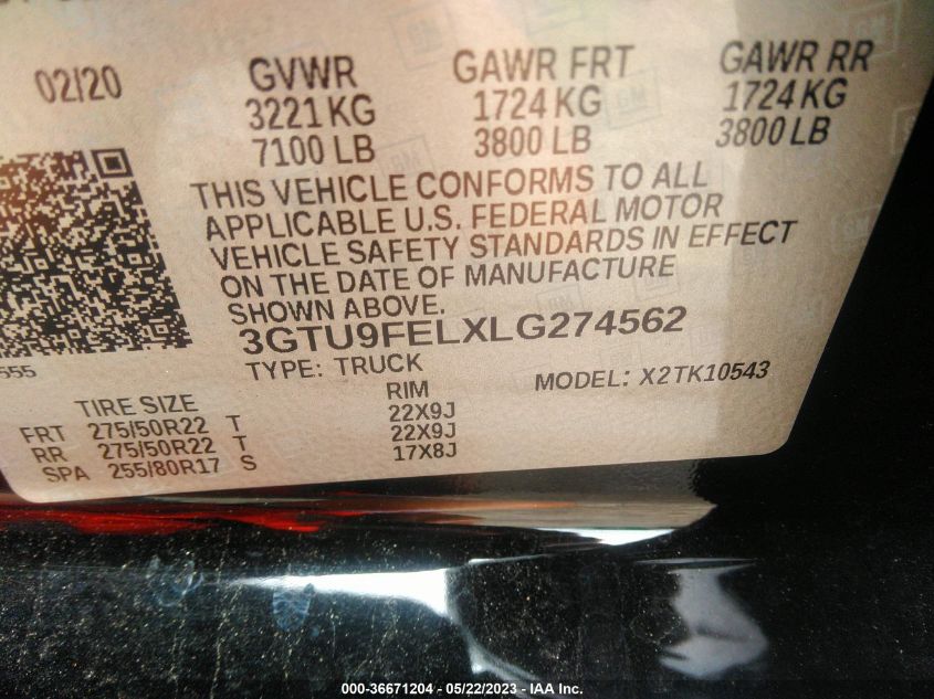 2020 GMC SIERRA 1500 DENALI - 3GTU9FELXLG274562