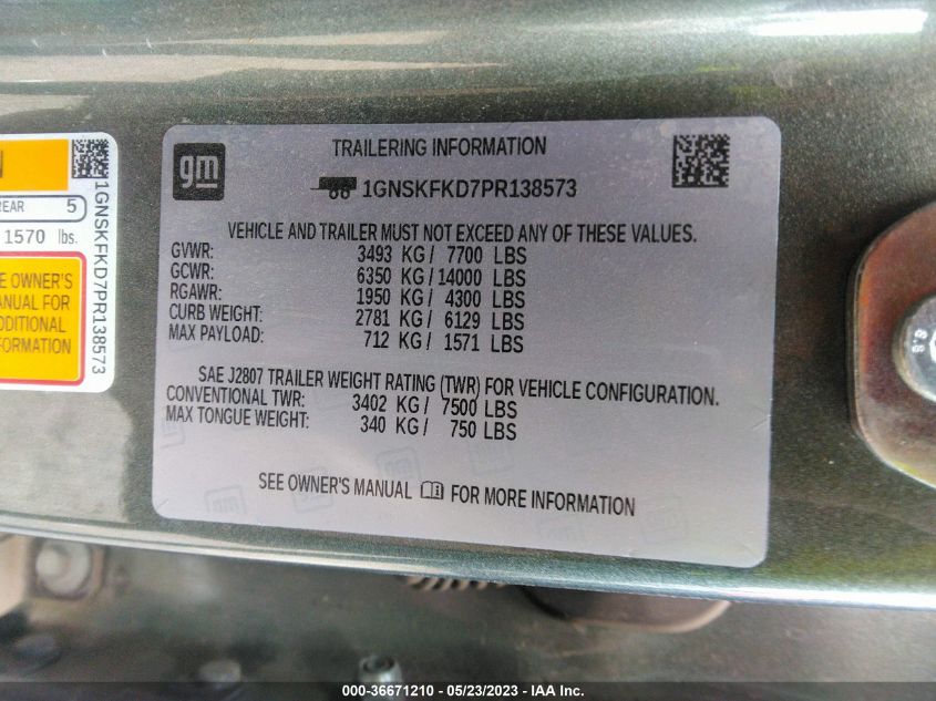 2023 CHEVROLET SUBURBAN PREMIER - 1GNSKFKD7PR138573