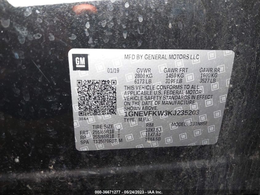 2019 CHEVROLET TRAVERSE LS - 1GNEVFKW3KJ235203