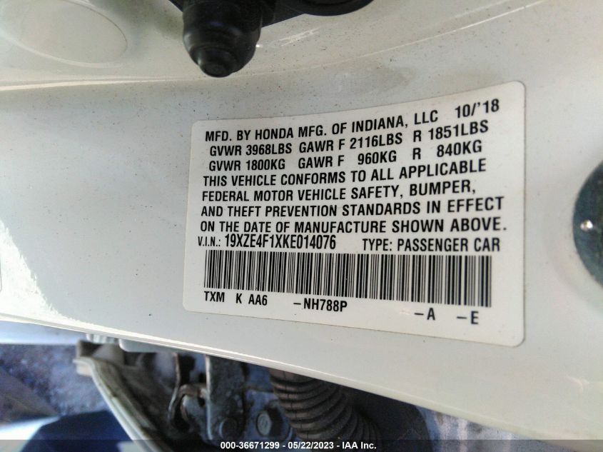 2019 HONDA INSIGHT LX - 19XZE4F1XKE014076
