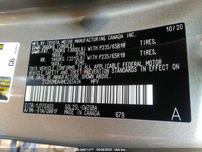 2021 LEXUS RX RX 350 - 2T2HZMDA4MC265434