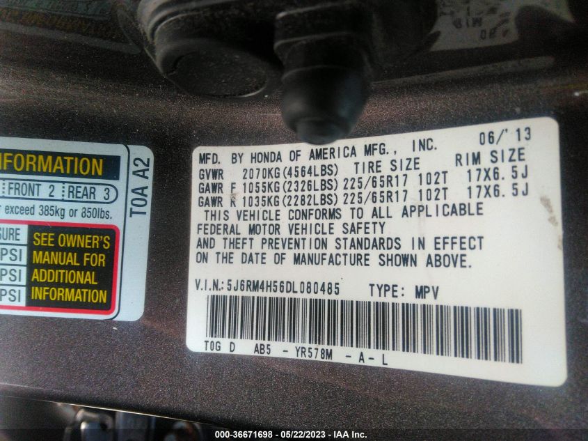 2013 HONDA CR-V EX - 5J6RM4H56DL080485