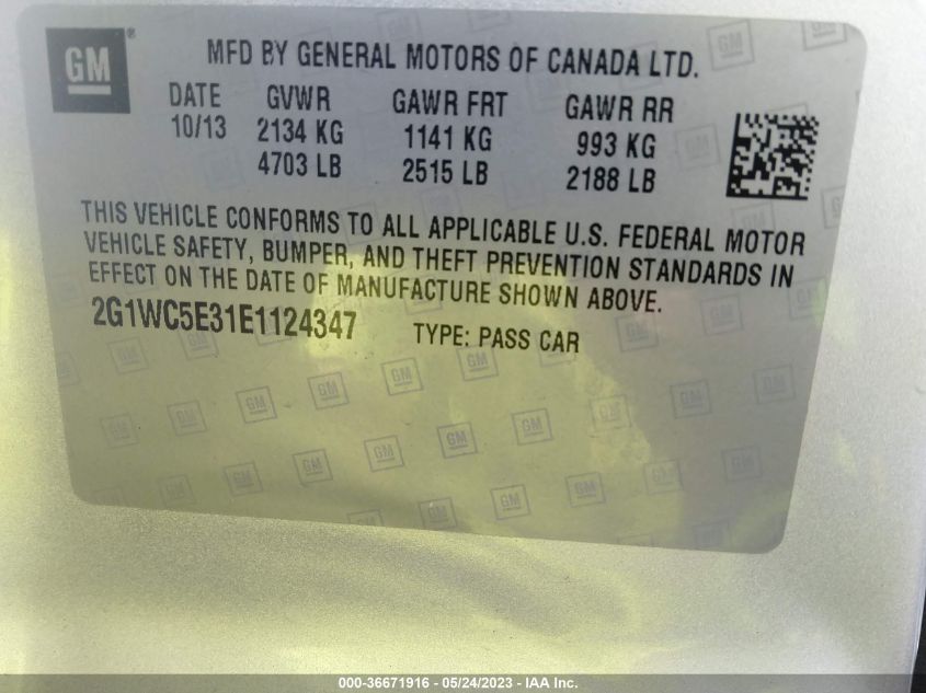 2014 CHEVROLET IMPALA LIMITED LTZ - 2G1WC5E31E1124347