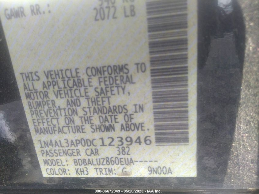 2013 NISSAN ALTIMA 2.5 SV - 1N4AL3AP0DC123946