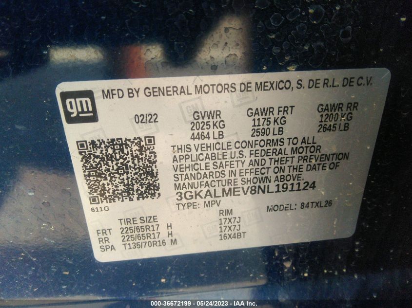 2022 GMC TERRAIN SLE - 3GKALMEV8NL191124