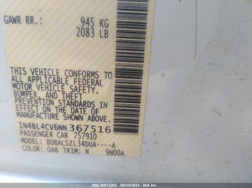 2022 NISSAN ALTIMA 2.5 SR - 1N4BL4CV6NN367516