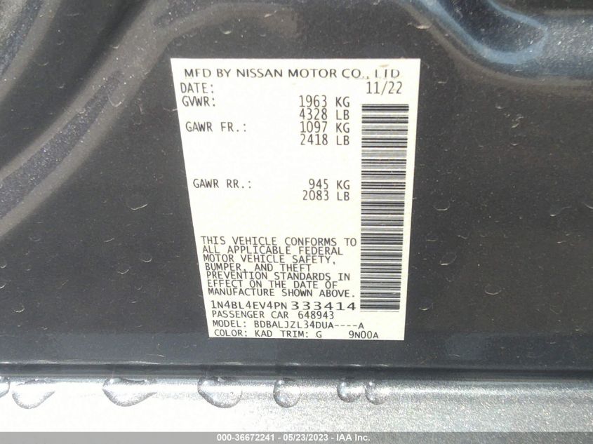 2023 NISSAN ALTIMA 2.5 SL - 1N4BL4EV4PN333414