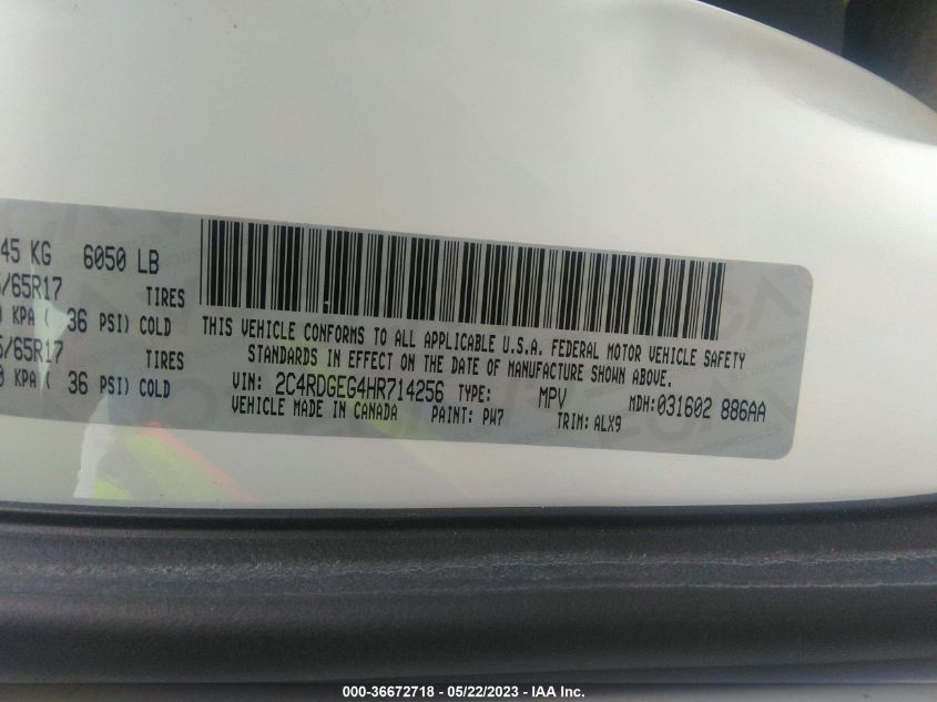 2017 DODGE GRAND CARAVAN GT - 2C4RDGEG4HR714256
