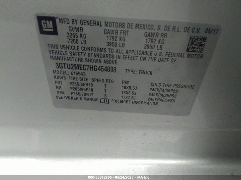 2017 GMC SIERRA 1500 SLE - 3GTU2MEC7HG454808