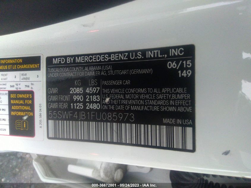 2015 MERCEDES-BENZ C-CLASS C 300 - 55SWF4JB1FU085973