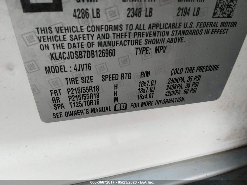 2013 BUICK ENCORE PREMIUM - KL4CJDSB7DB126960