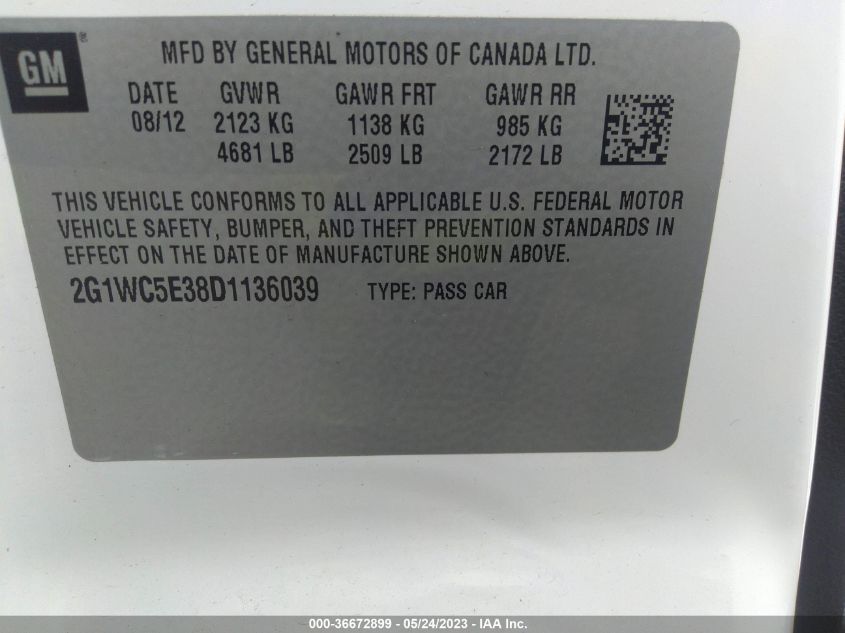 2013 CHEVROLET IMPALA LTZ - 2G1WC5E38D1136039