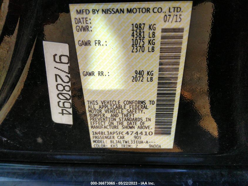 2015 NISSAN ALTIMA 3.5 - 1N4BL3AP5FC474410
