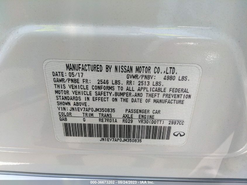 2018 INFINITI Q50 3.0T LUXE - JN1EV7AP0JM350835