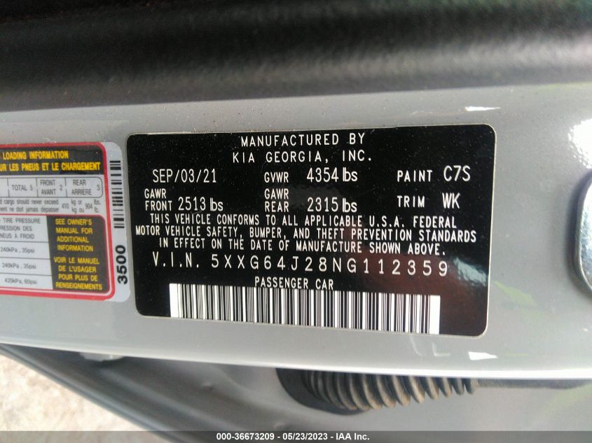 2022 KIA K5 GT-LINE - 5XXG64J28NG112359