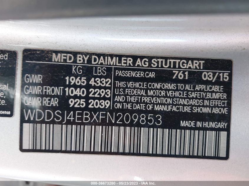 2015 MERCEDES-BENZ CLA-CLASS CLA 250 - WDDSJ4EBXFN209853