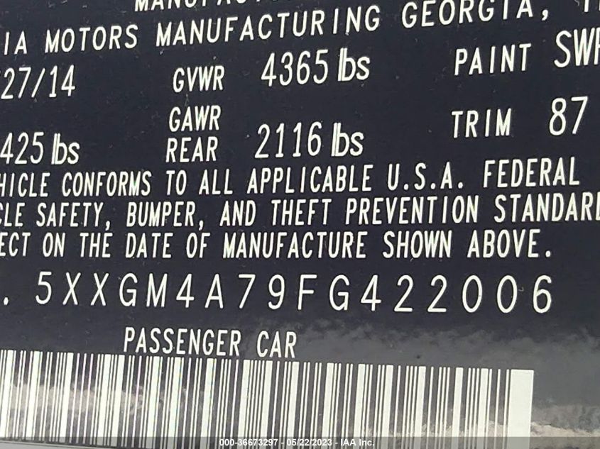 2015 KIA OPTIMA LX - 5XXGM4A79FG422006